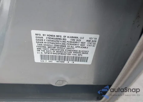 2015 Honda Pilot Lx z USA, uszkodzony, nr VIN 5FNYF4H23FB042199